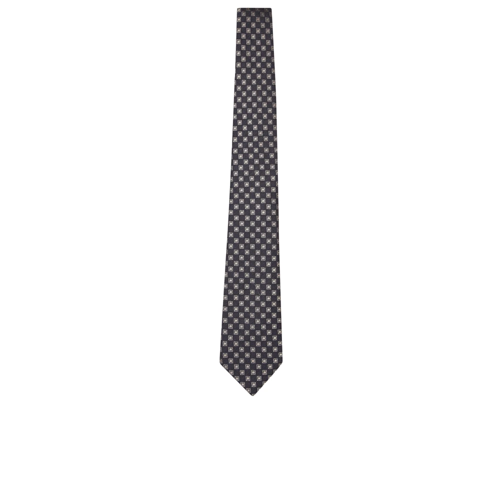 Canali Geometrische Zijden Stropdas Blue Heren