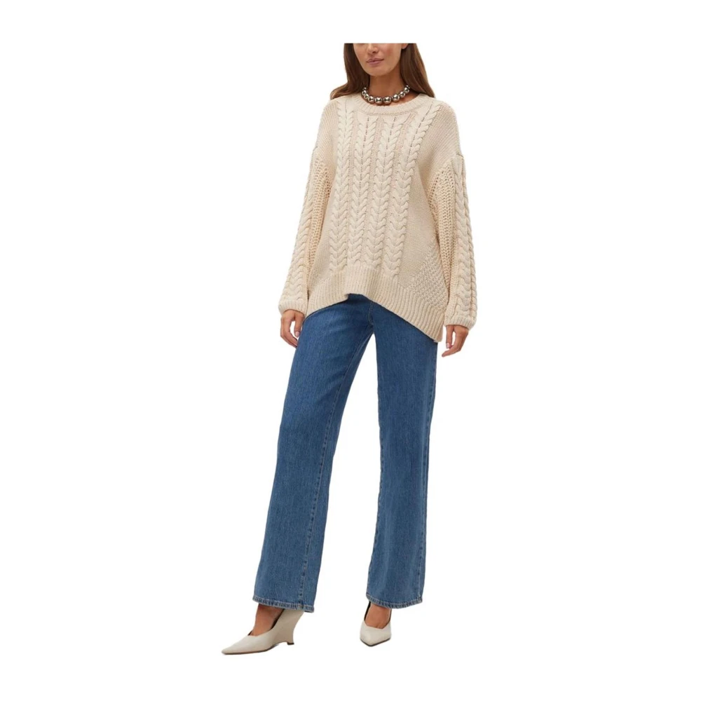 Vero Moda Beige Gebreide Trui Dames Herfst Winter Collectie Beige Dames