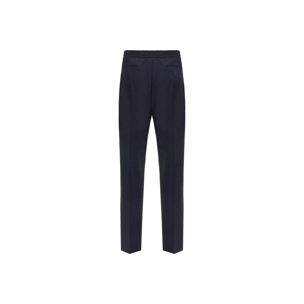 Valentino Monochrome wollen broek met elastische tailleband Blue Heren
