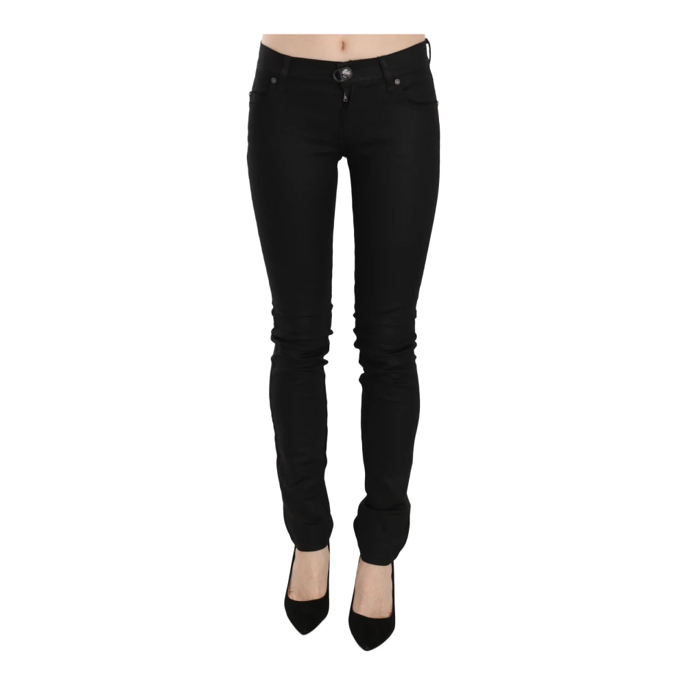 Plein Sud Women's Black Mid Waist Skinny Denim Jeans