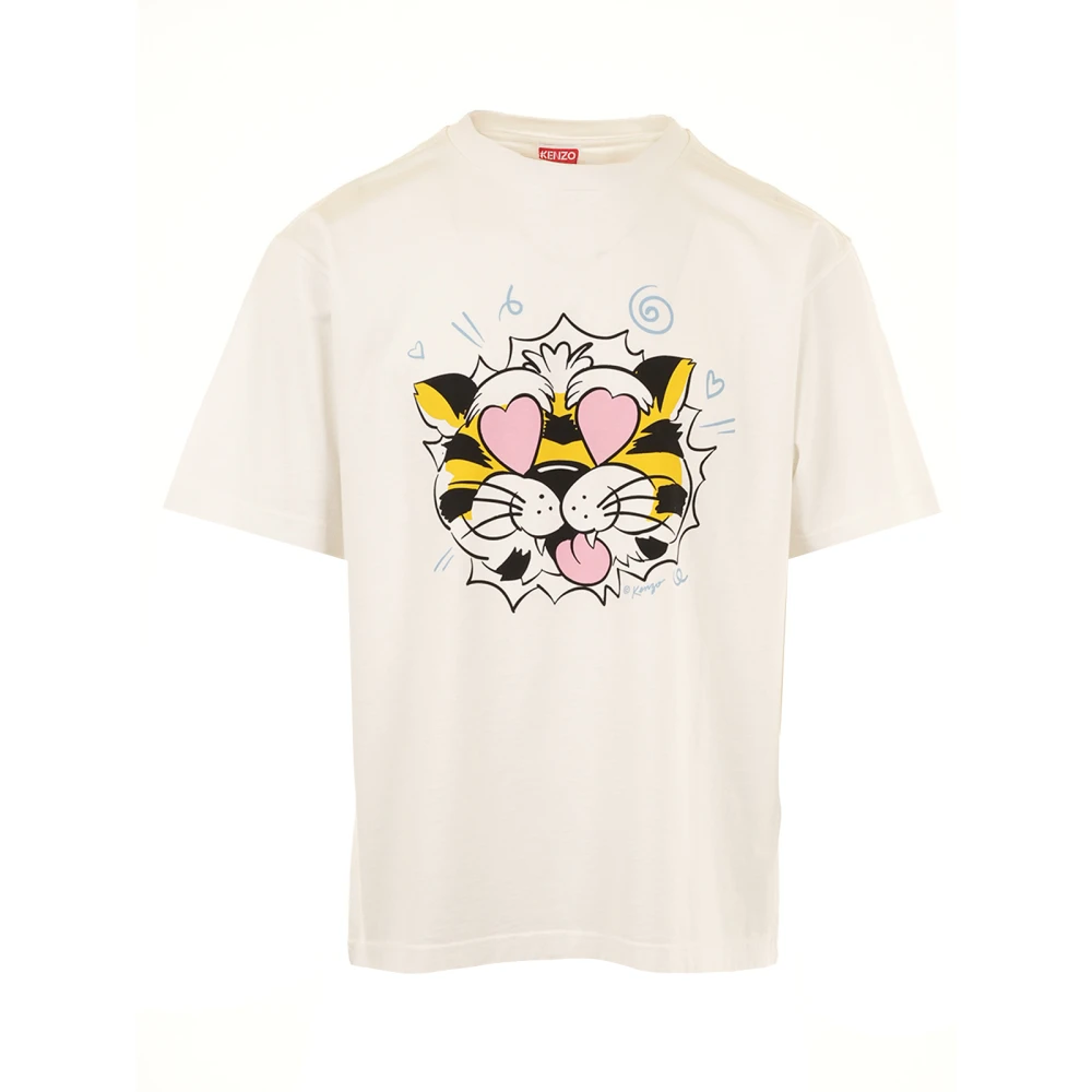 Kenzo Herr Vit Toppar M, Bomull, Wild Tiger Oversized T-Shirt