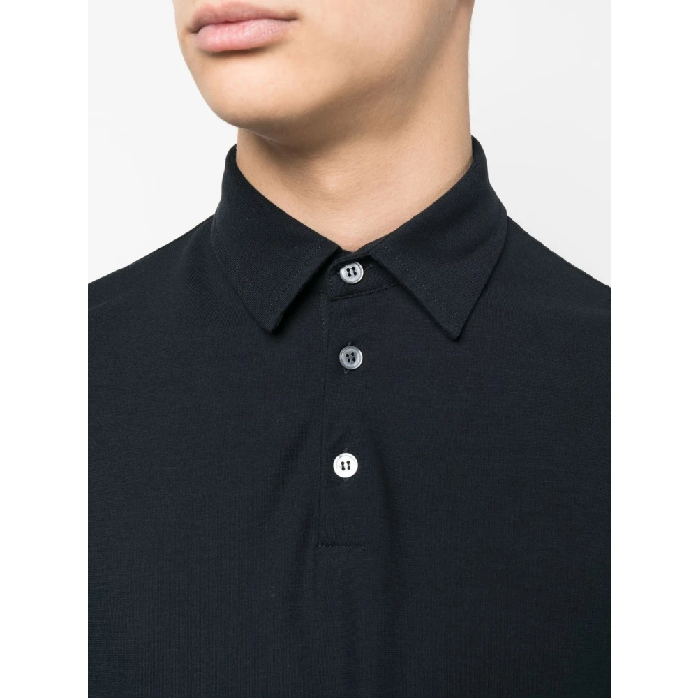 Zanone Blauwe Polo Shirt met 3-Knoopsluiting Blue Heren