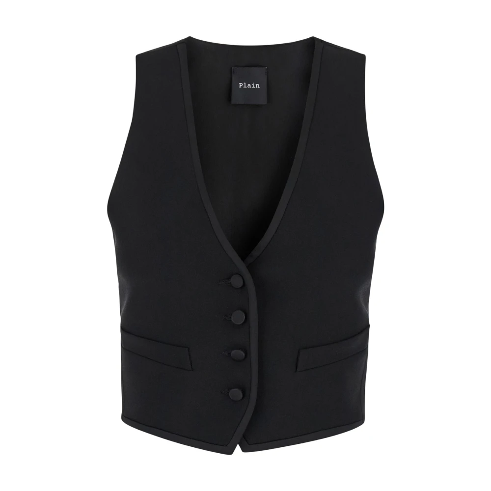 Plain Units Zwarte Smoking Gilet Jas Black Dames