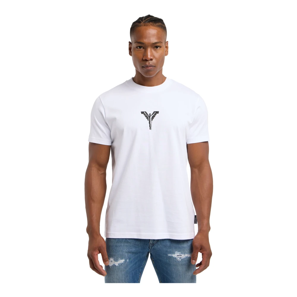 carlo colucci Barcode Print Statement T-Shirt White Heren