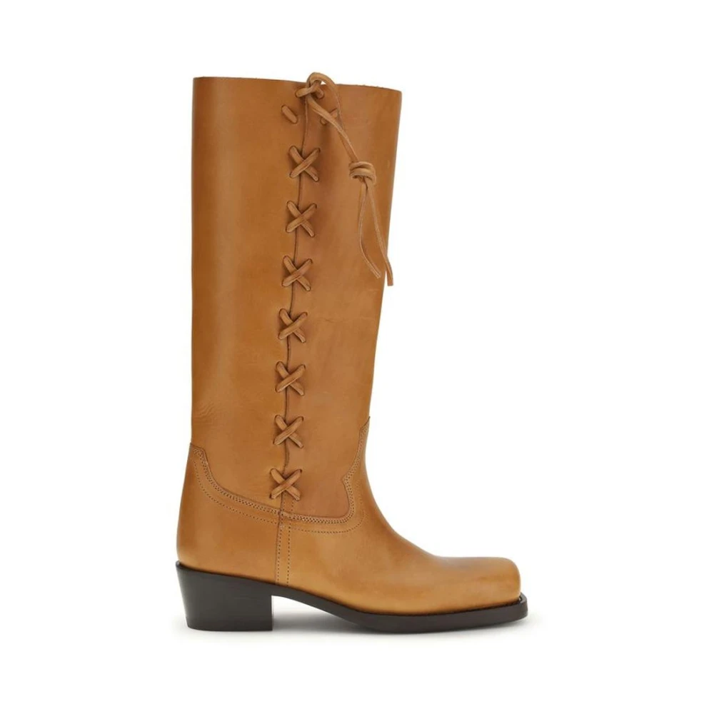 Paris Texas Women's Brown Calf Leather Lace-Up Boots