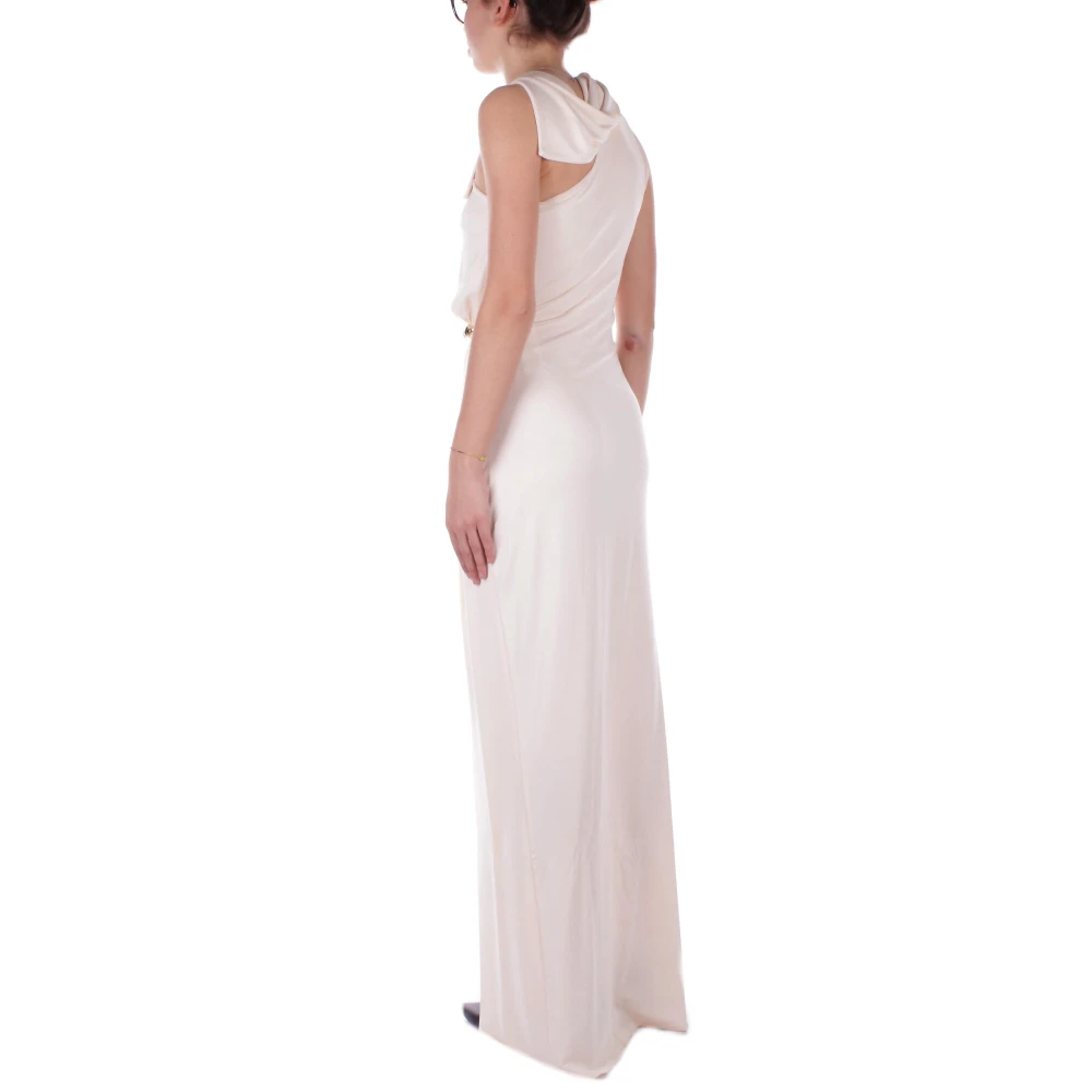 Elisabetta Franchi Rode Loper Versierde Slimme Jurk Beige Dames