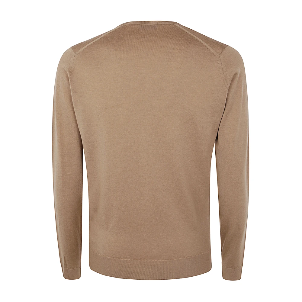 John Smedley Nootmuskaat V-hals Pullover Sweater Beige Heren