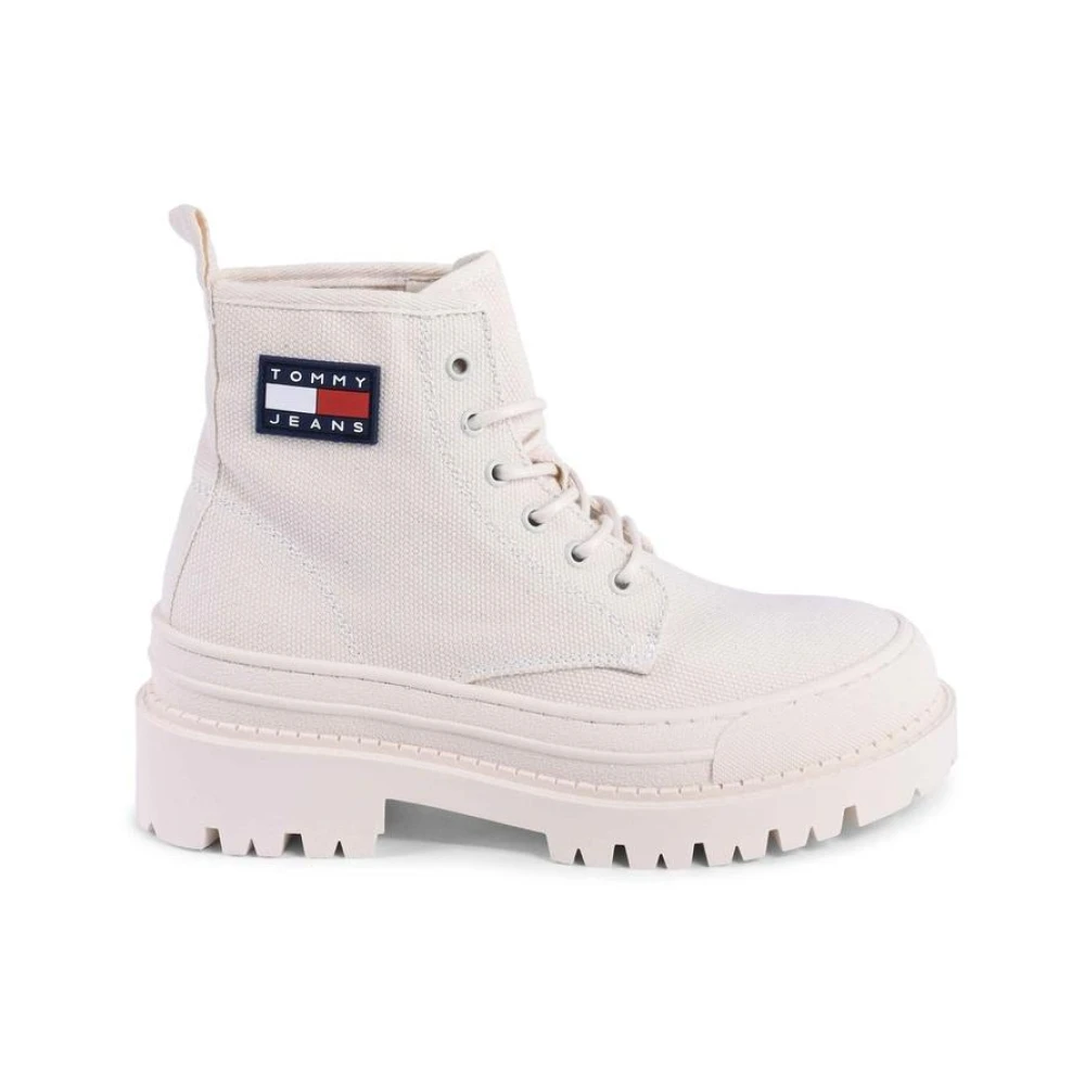 Tommy Hilfiger Women's Beige Stylish Lace-Up Ankle Boots