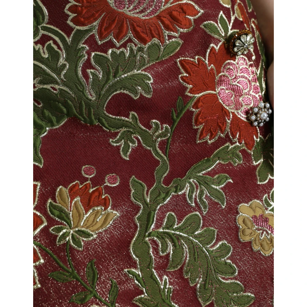 Dolce & Gabbana Bloemige Jacquard Minirok in kastanjebruin Multicolor Dames