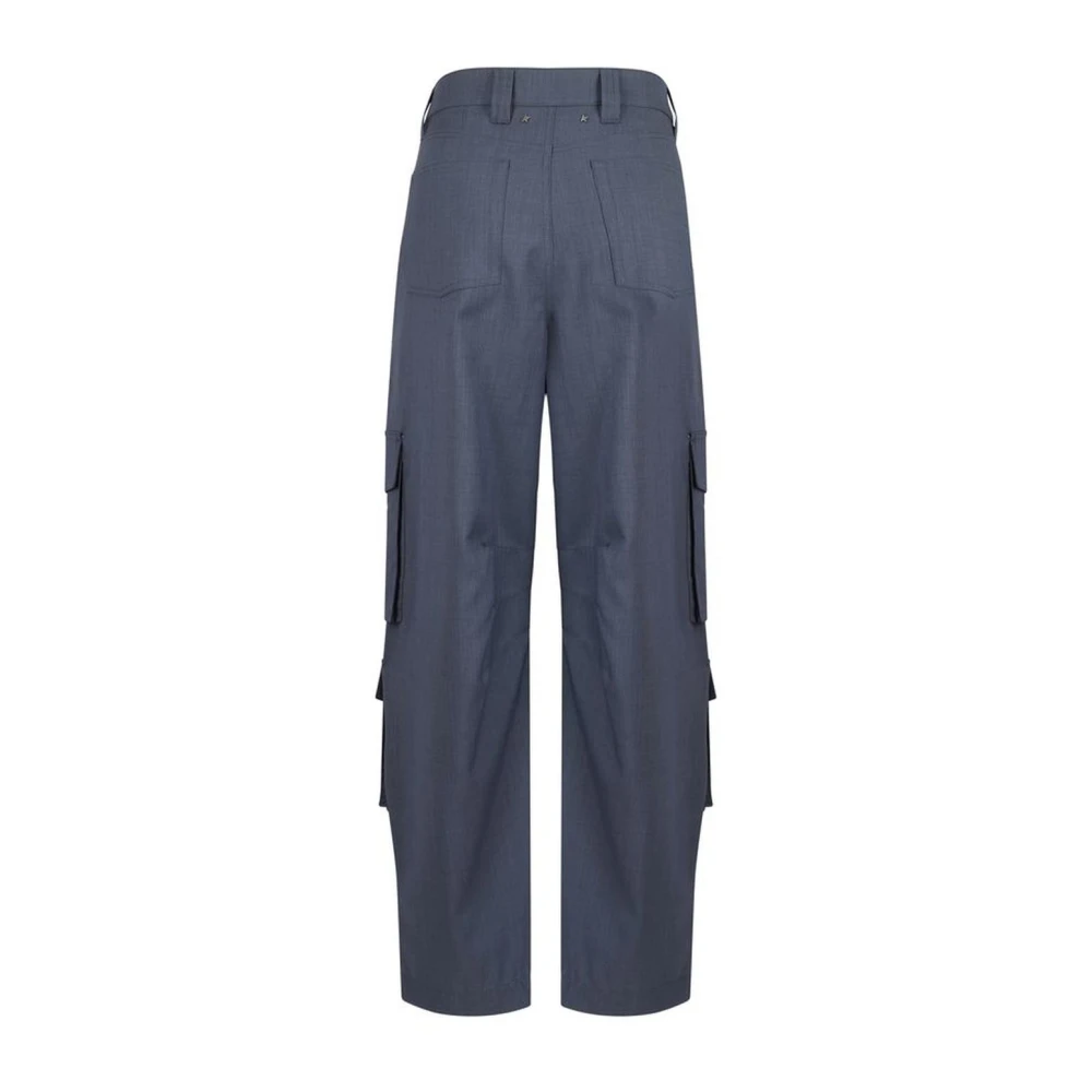 Golden Goose Wollen Cargo Broek Regular Fit Monochroom Blue Dames