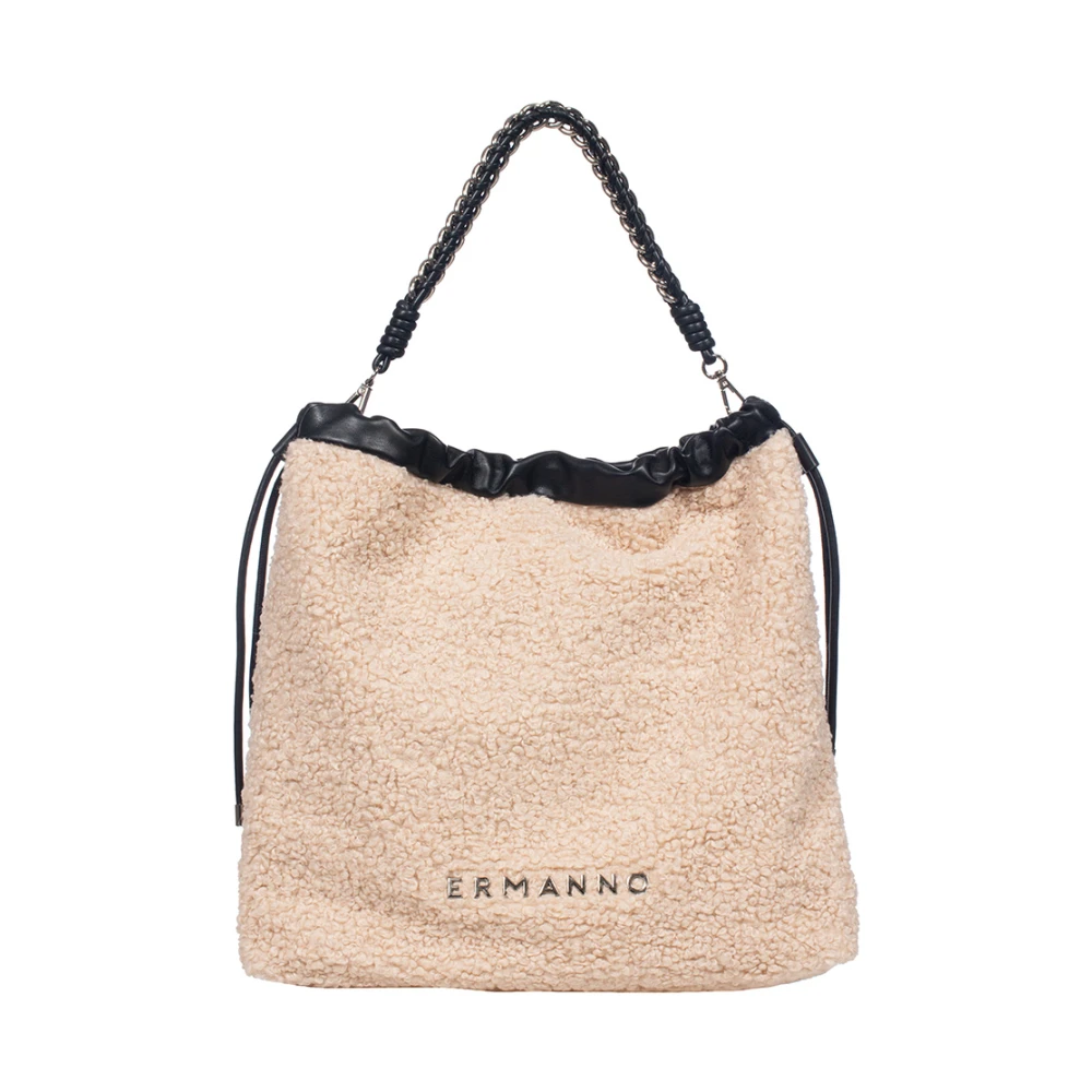 Ermanno Scervino Maxi tas in imitatiebont met ketting Beige Dames