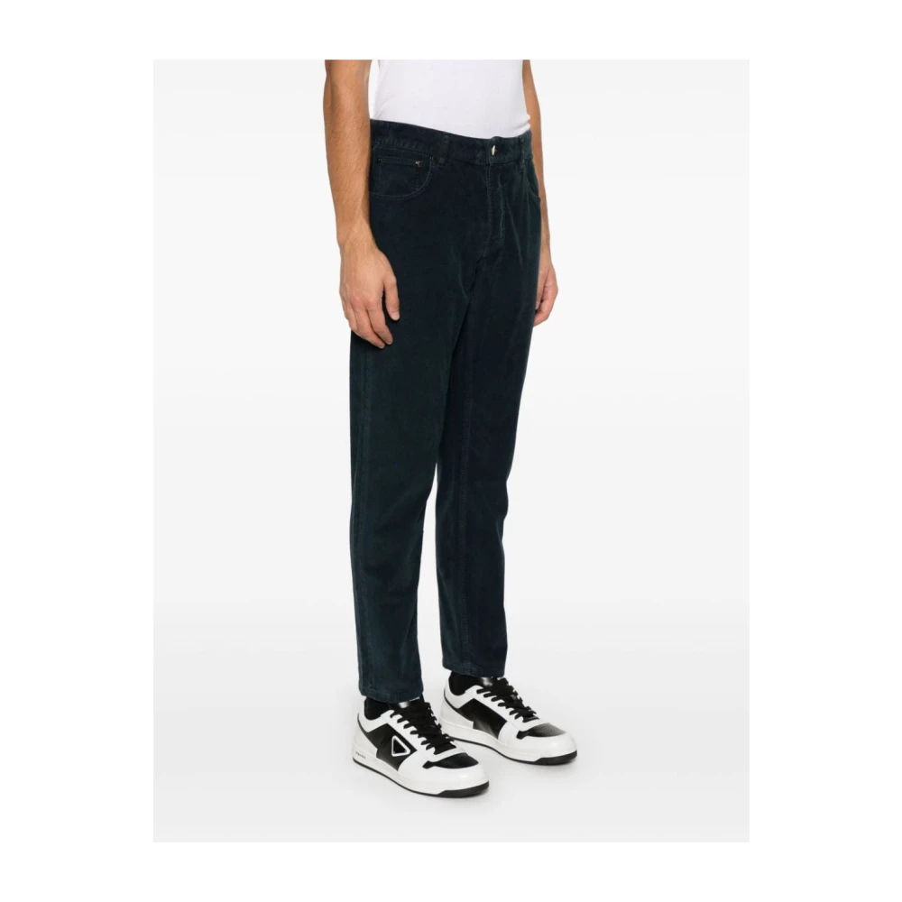PT Torino Blauwe Corduroy Broek Klassieke Stijl Blue Heren