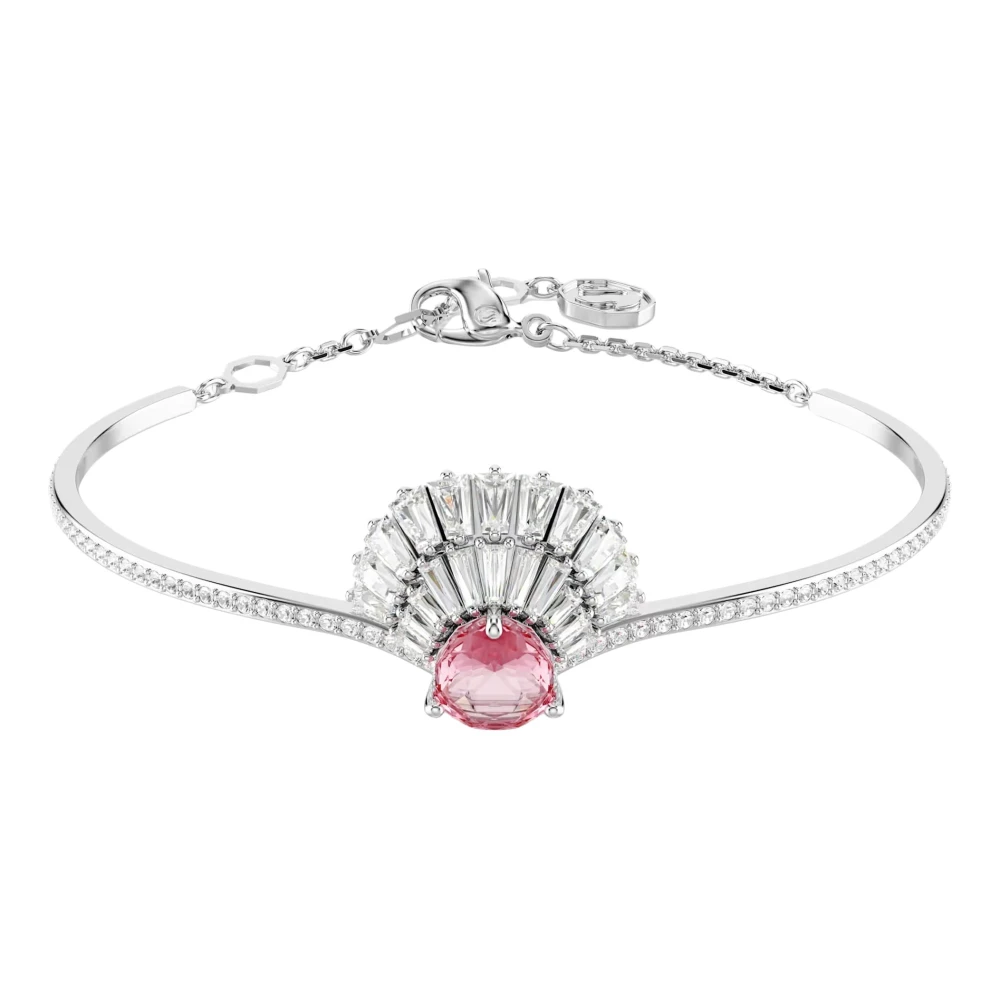 Swarovski Women's Pink/Silver/White Idyllia Rhodium Plated Shell Bangle 5680298 – Polished - Image 4