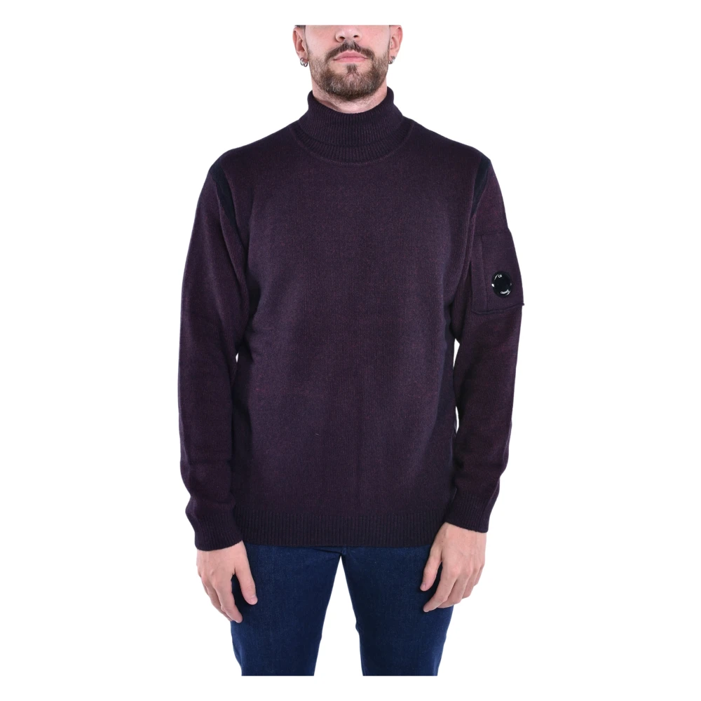 C.p. Company Men's Purple Turtlenecks, S, Fleece Knit Turtle Neck Jumper