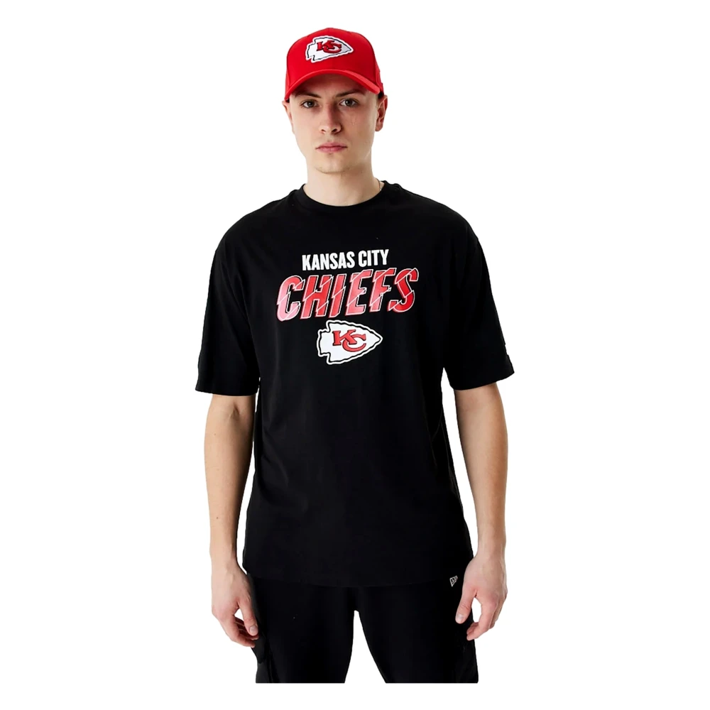 new era Chiefs Script Grafische Tee Zwart Black Heren