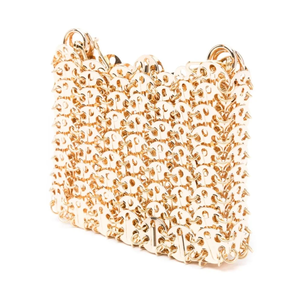 Paco Rabanne Gouden Metalen Nano Tas met Medailles Yellow Dames
