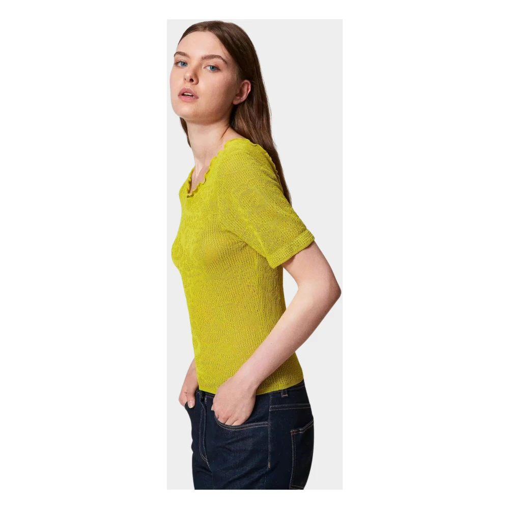 Twinset Omkeerbare Bloemen Jacquard Trui Green Dames