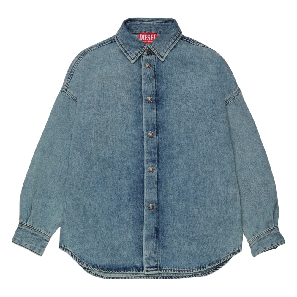 Diesel Boys Blue Kids Shirts, 8 Y, Marbled Denim Shirt