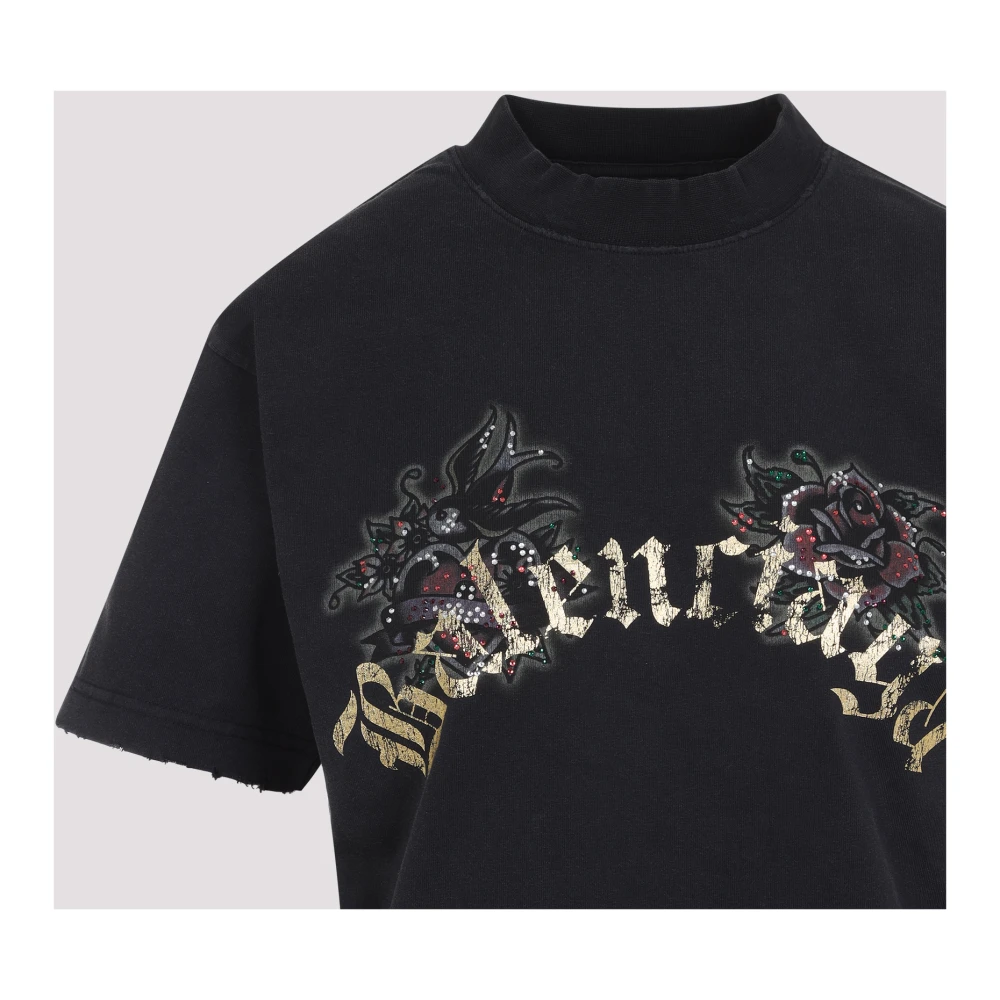 Balenciaga Faded Washed Black T-Shirt Black Dames