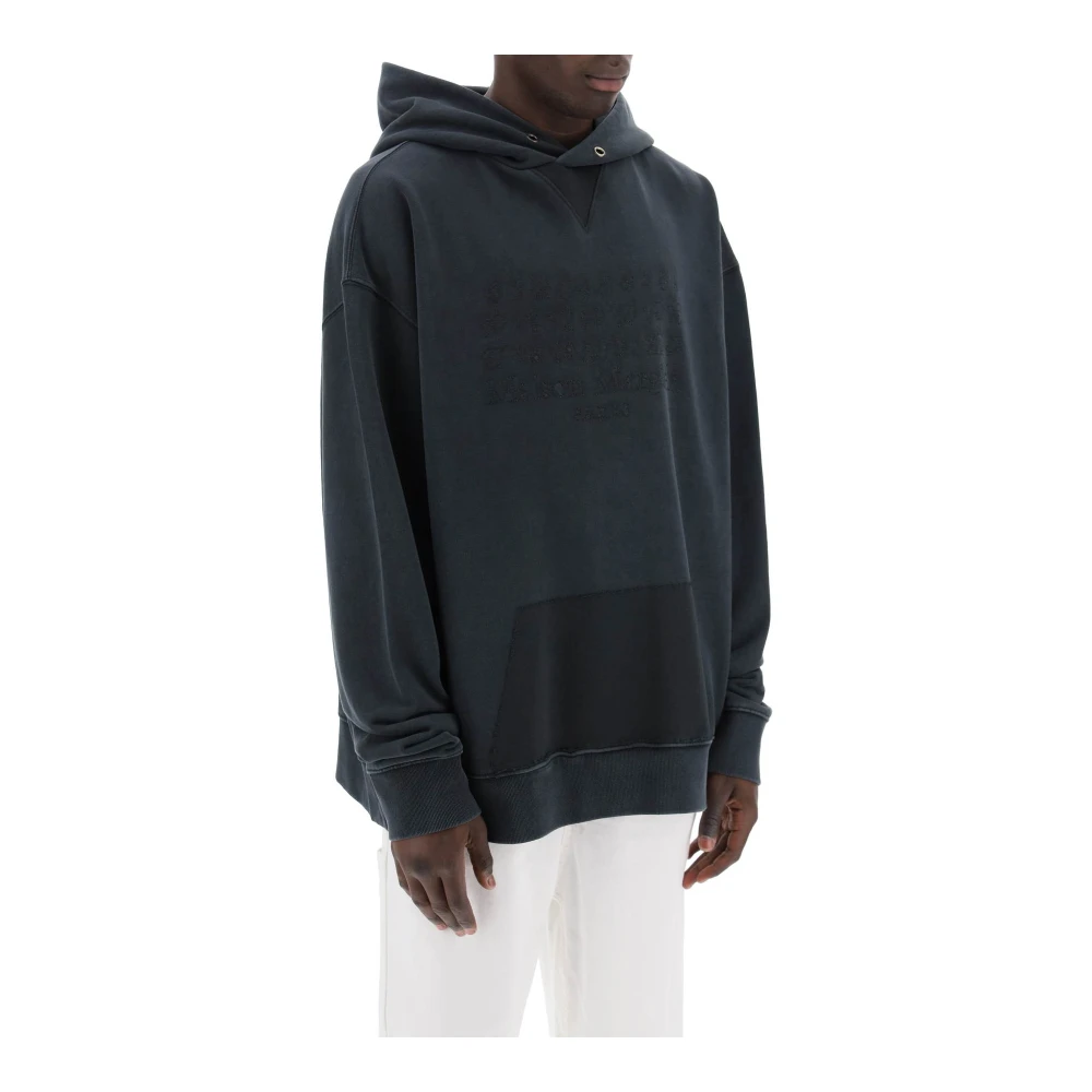 Maison Margiela Omgekeerd Logo Katoenen Hoodie Blue Heren