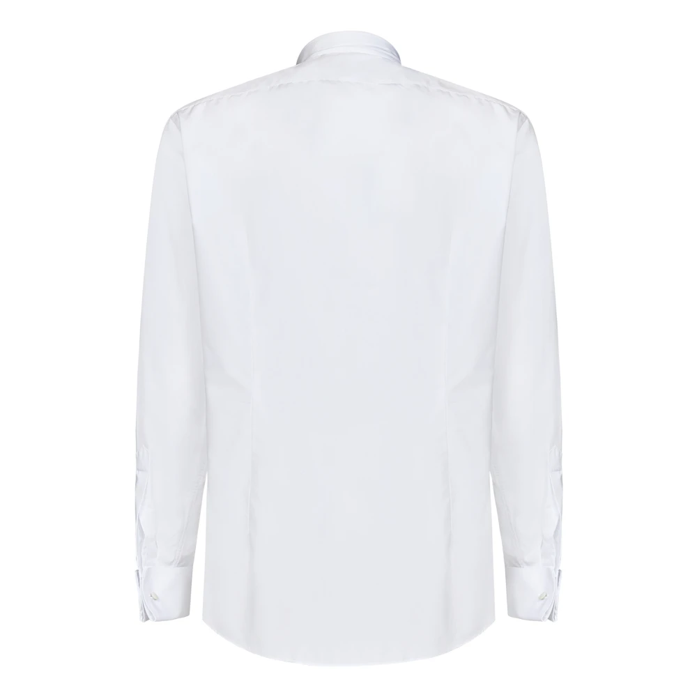 Lardini Wit Katoenen Overhemd met Bloemenknopen White Heren