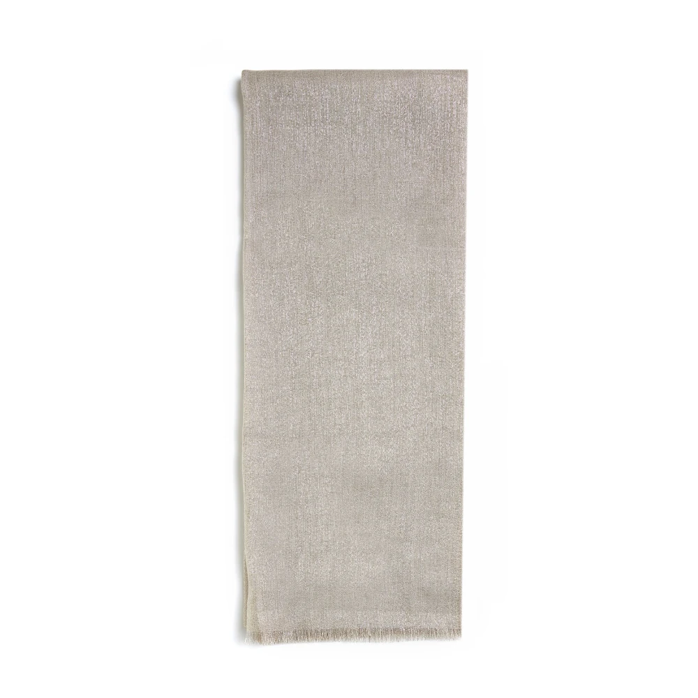 BRUNELLO CUCINELLI Beige Lamé Gebreide Franje Sjaal Beige Dames