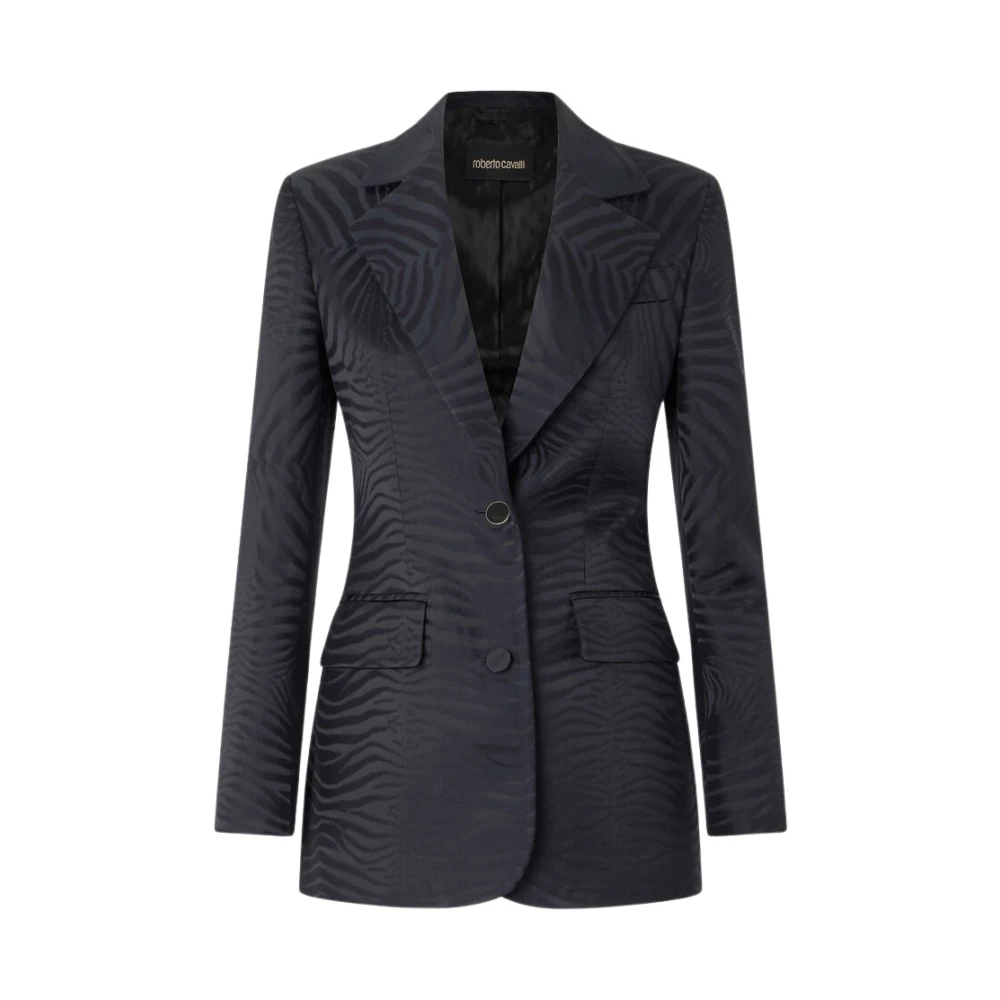 Roberto Cavalli Women's Black Blazers, Xs, Tiger Skin Blazer With Classic Lapels