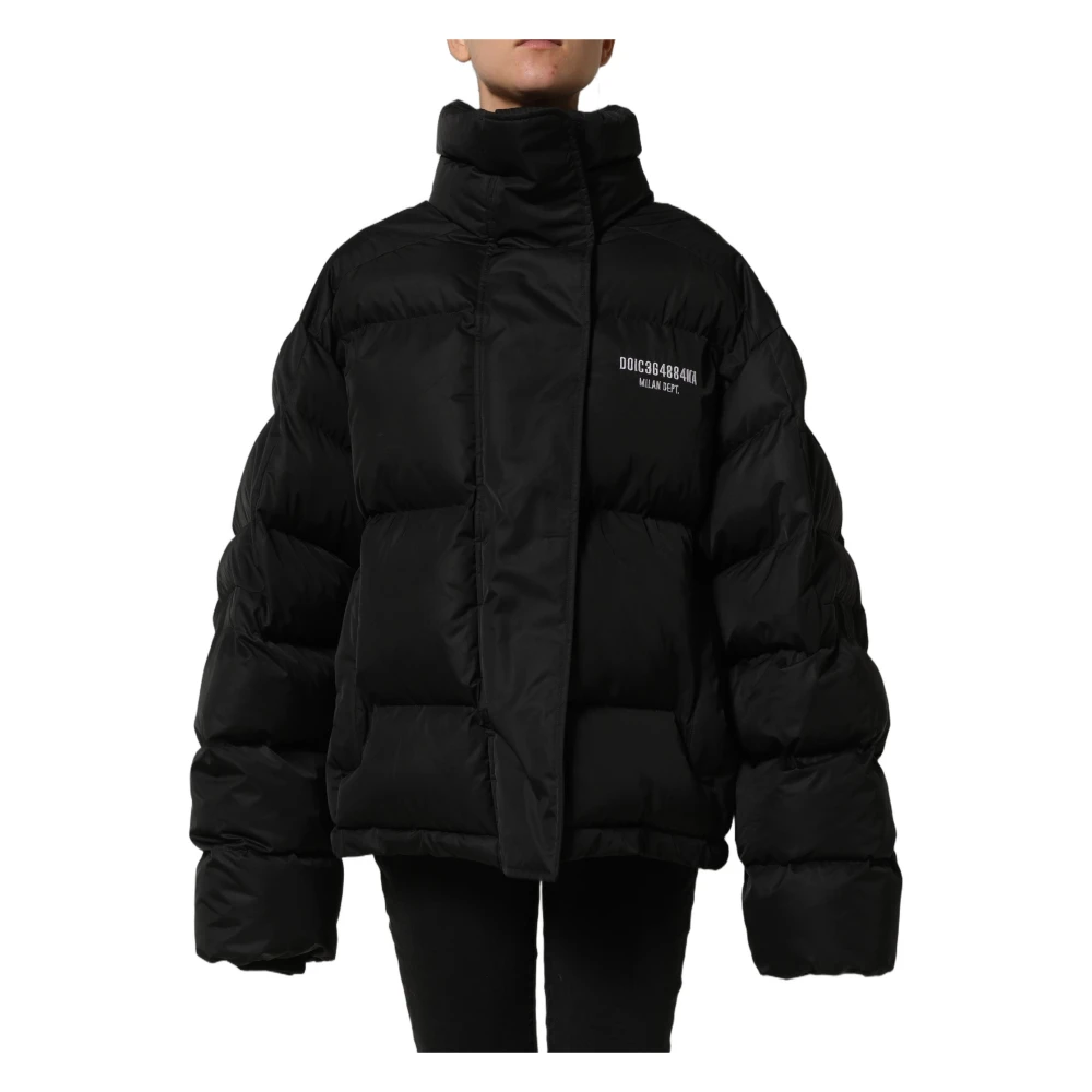 Dolce & Gabbana , Winter Jackets, Female, Black, S, Dgvib3 Embroidered Puffer Jacket