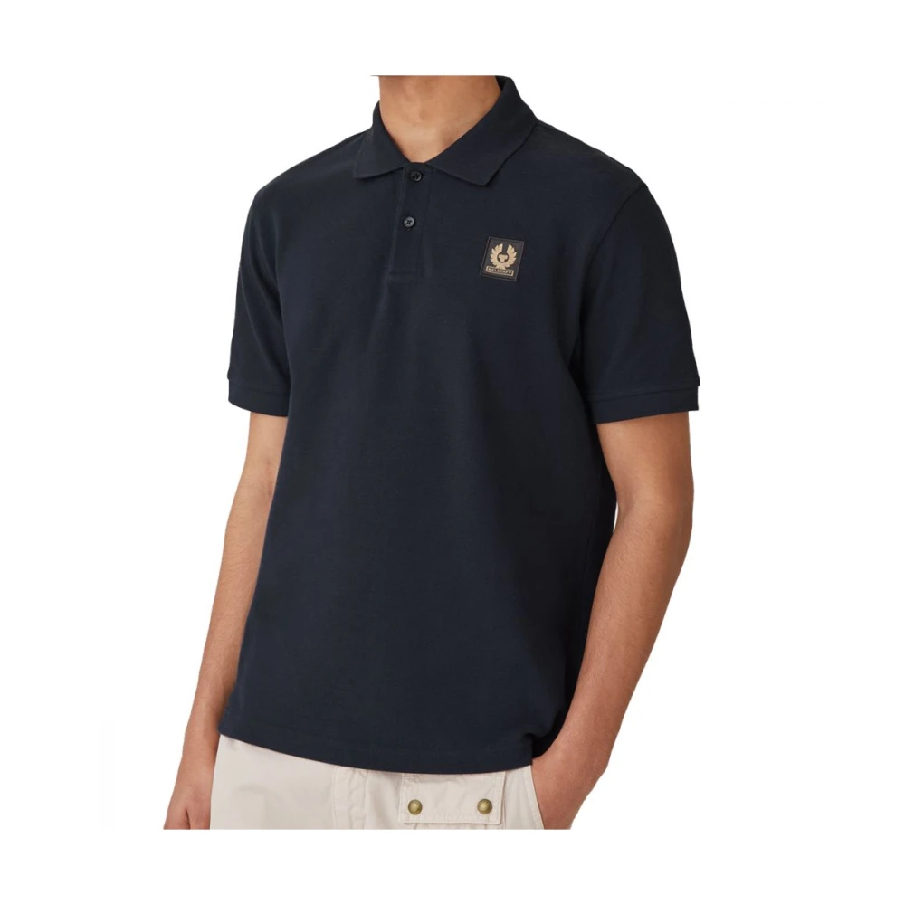 Belstaff Donker Ink Katoenen Pique Polo met Phoenix Embleem Blue Heren