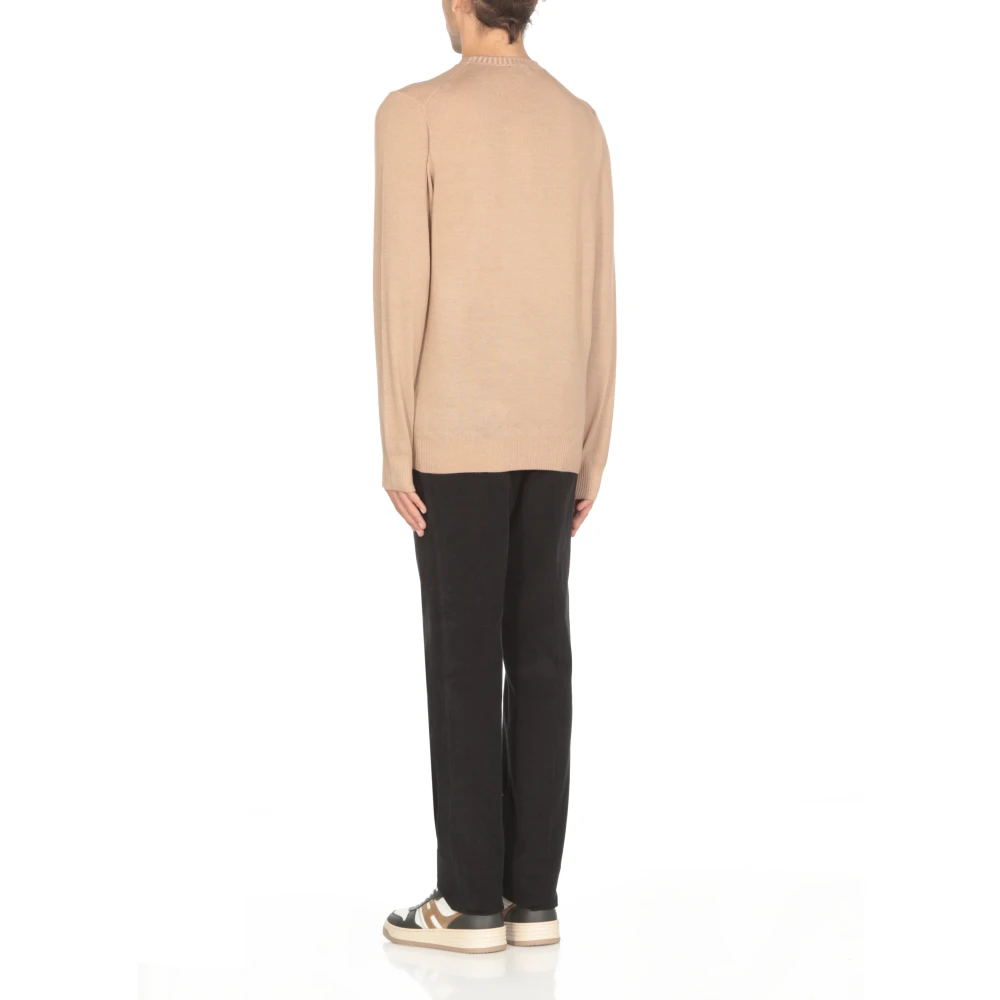 Fay Beige Wollen Trui met Geborduurd Logo Beige Heren