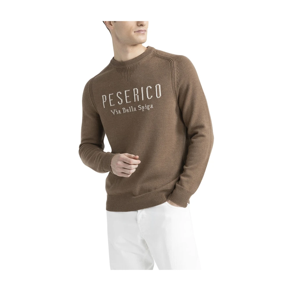 PESERICO Extrafijne zuivere merinowol trui Brown Heren