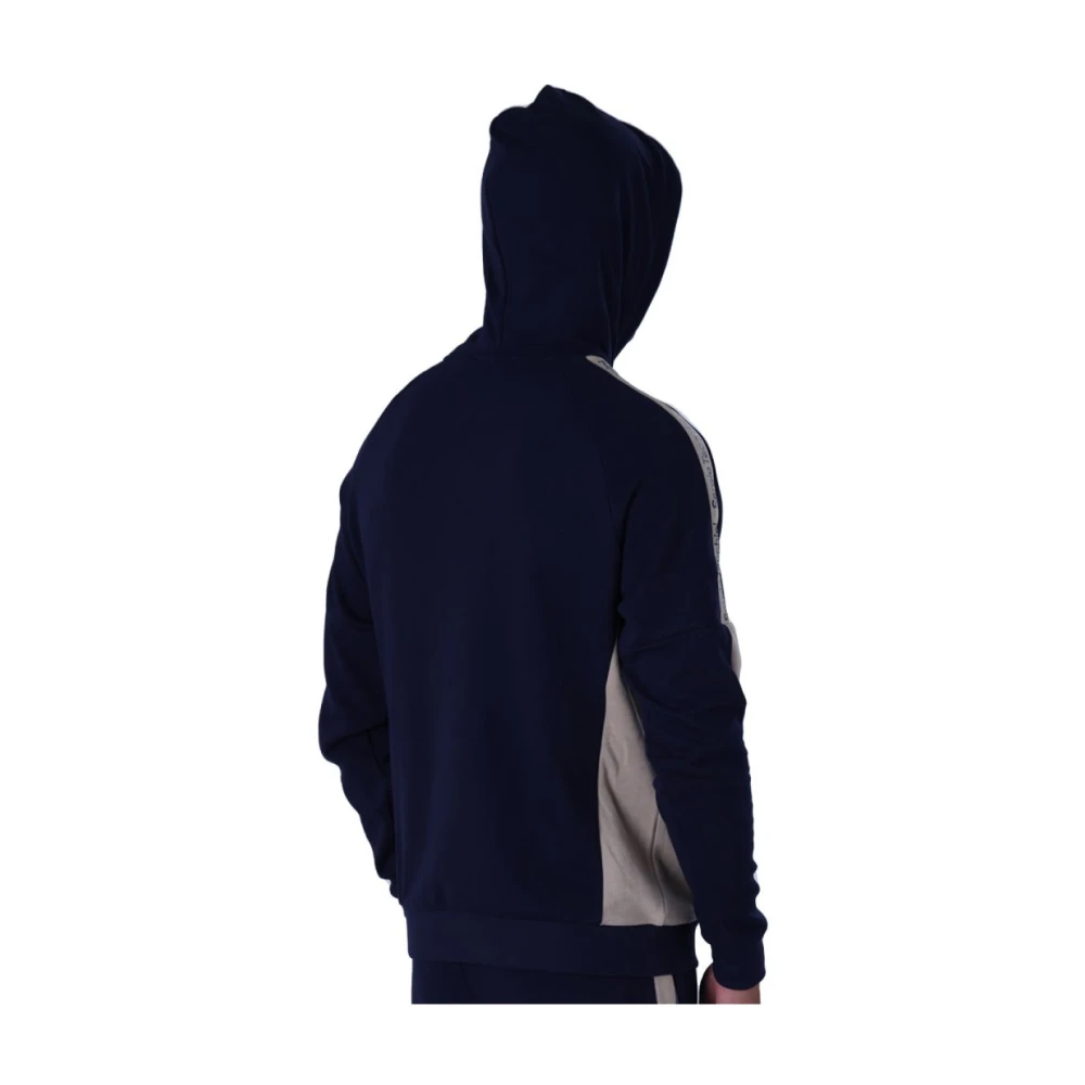 Sergio Tacchini Blauwe Logo Hoodie Zijstreep Blue Heren