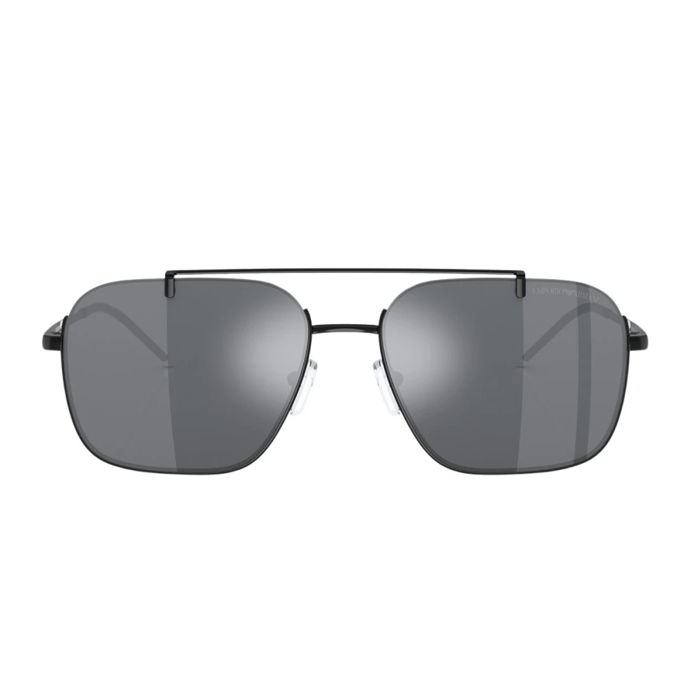 Emporio Armani Fyrkantiga metall solglasögon med färgade spegellinser Black, Unisex