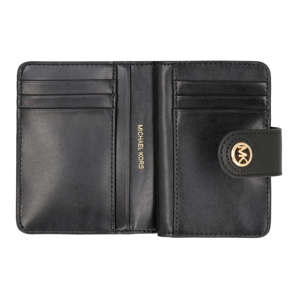 Michael Kors Korrelig Leren Portemonnee met Drukknoopsluiting Black Dames