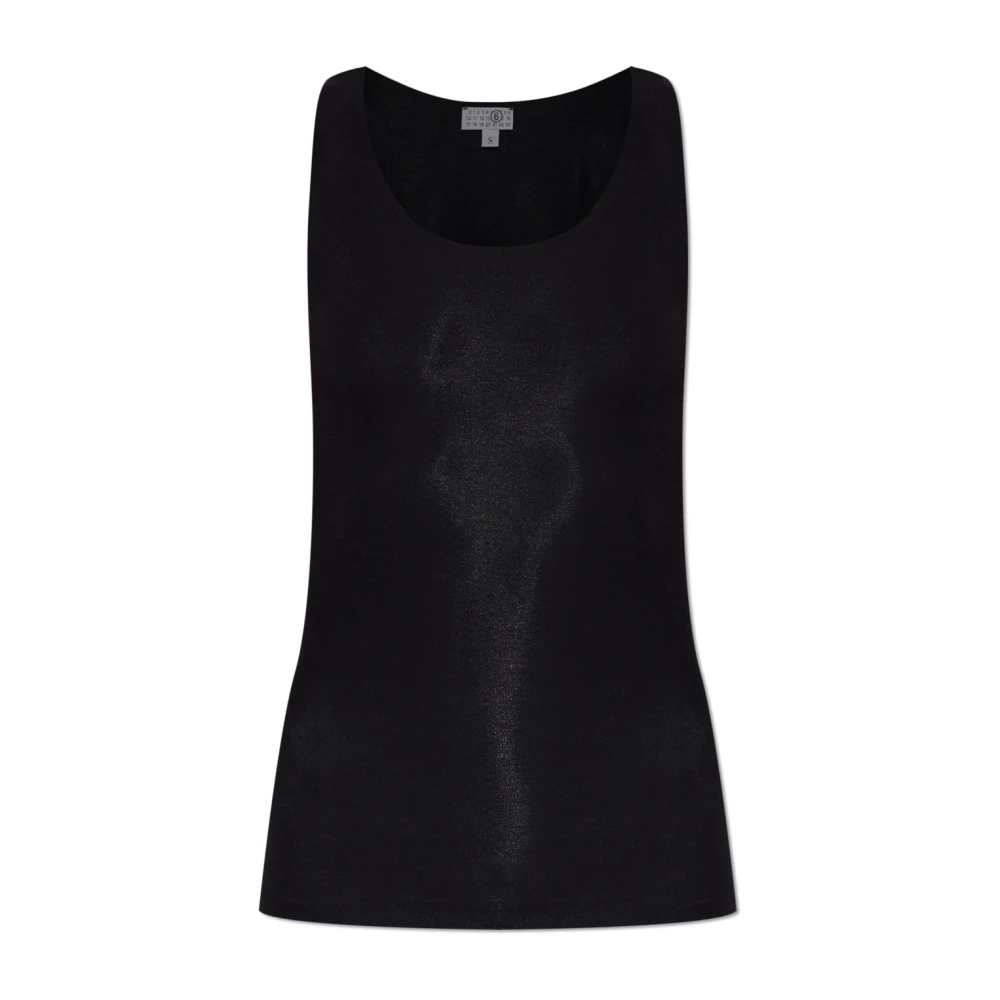 Mm6 Maison Margiela Donna Nero - Canotta Con Scollo Rotondo - Tops - S