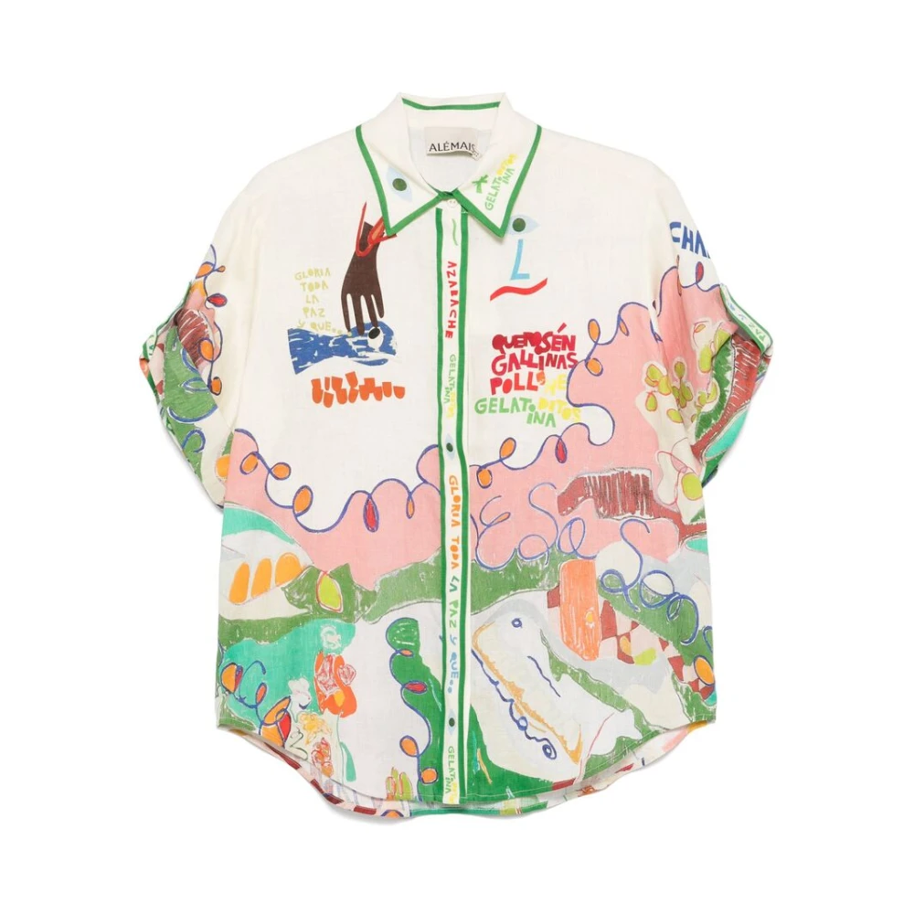 Alemais Illustratie-stijl Linnen Overhemd Multicolor Dames