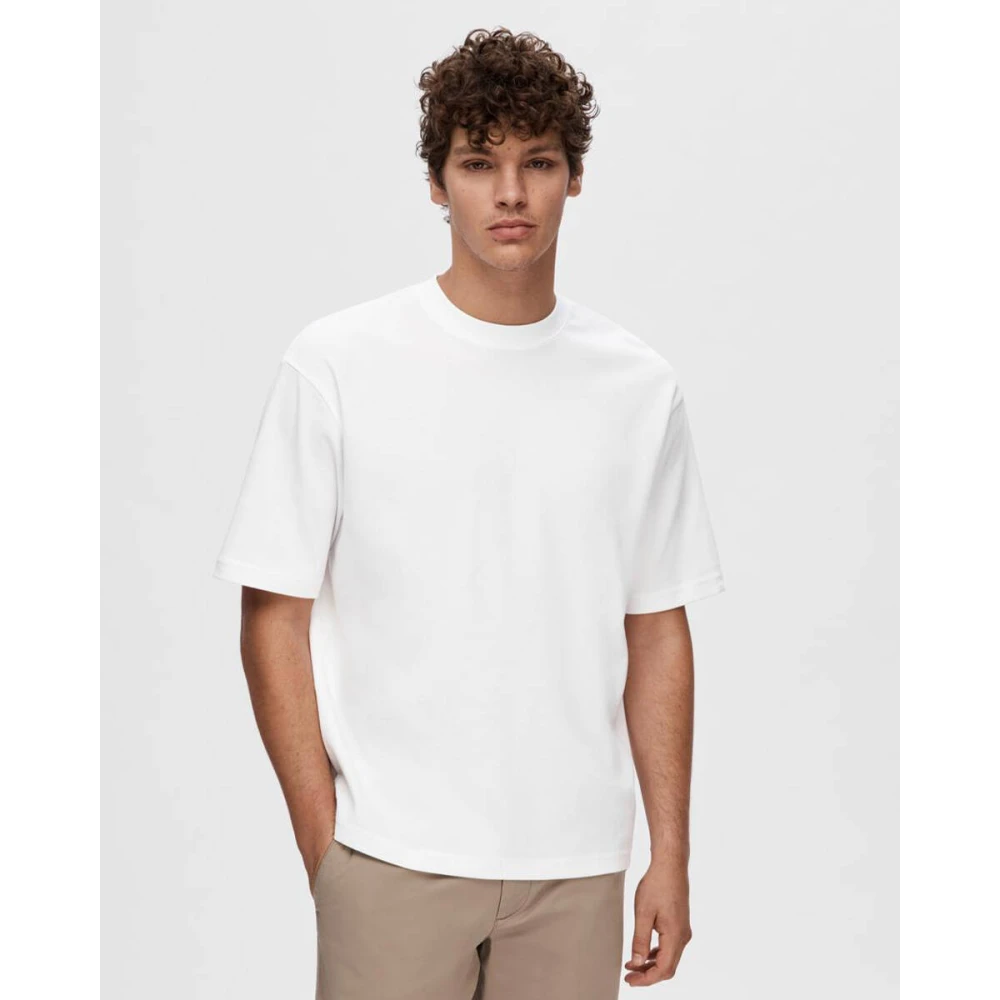 Selected Homme Losse Oscar Korte Mouw Tee White Heren