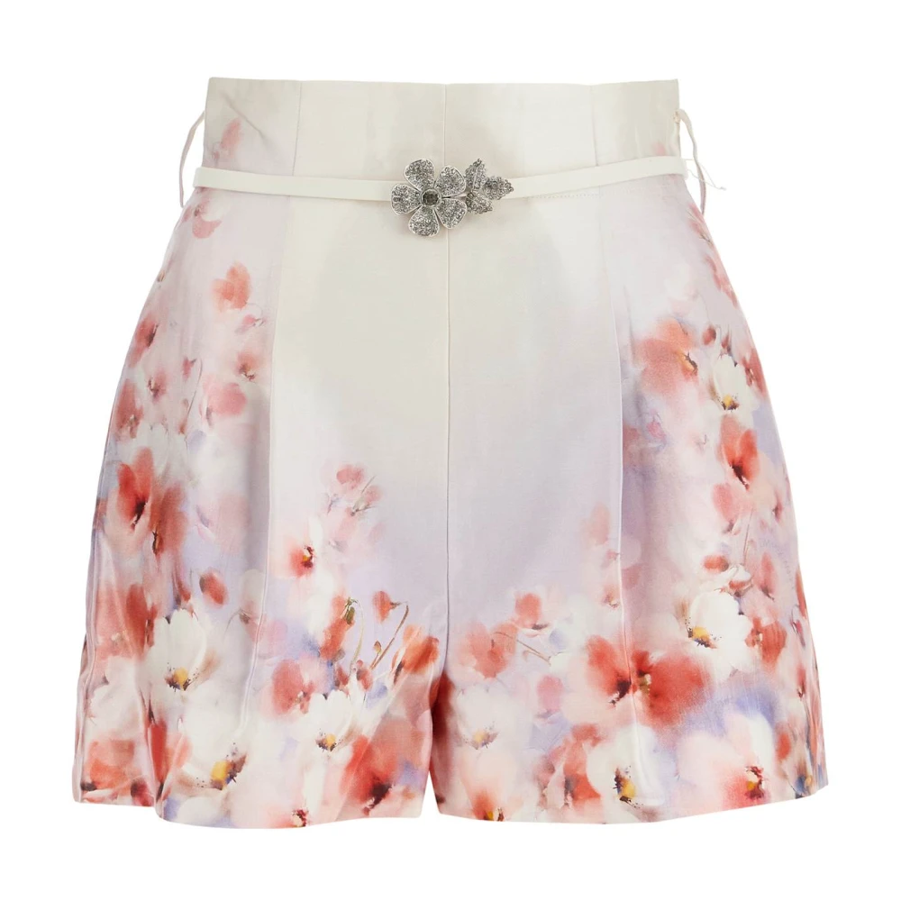 Zimmermann Bloemen Zijde Katoen Zomer Shorts Multicolor Dames