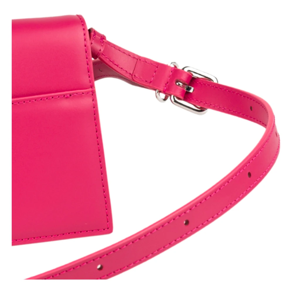 Maison Kitsuné Mini Preppy Baguette Leren Tas in Magenta Pink Dames
