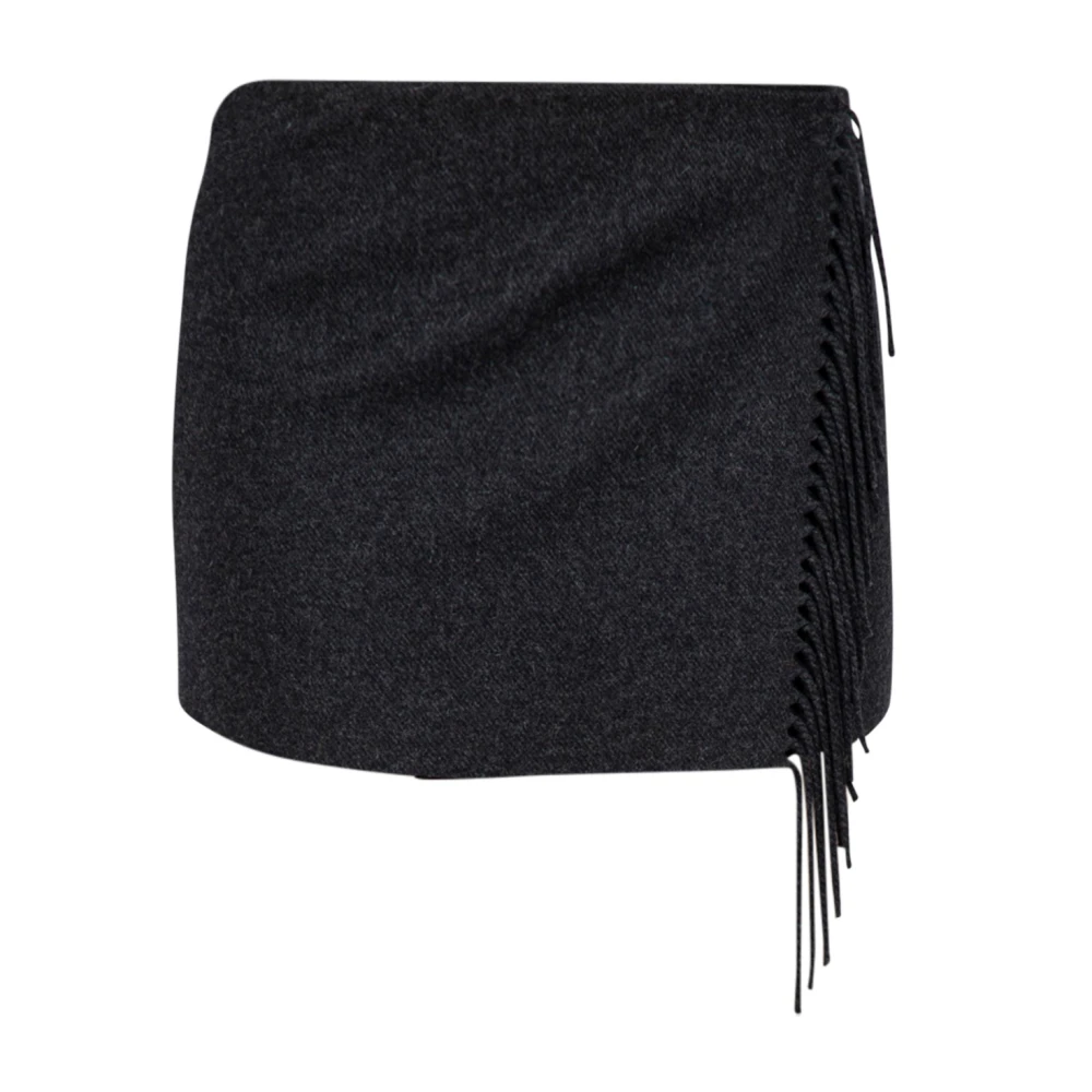 Jucca Wollen Franje Mini Rok Black Dames