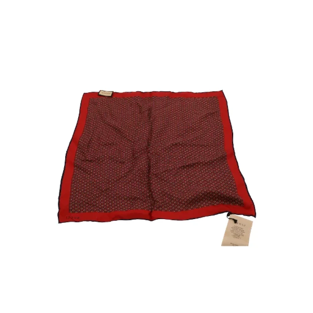 Gucci Vintage Gucci Zijden Sjaal Red Dames