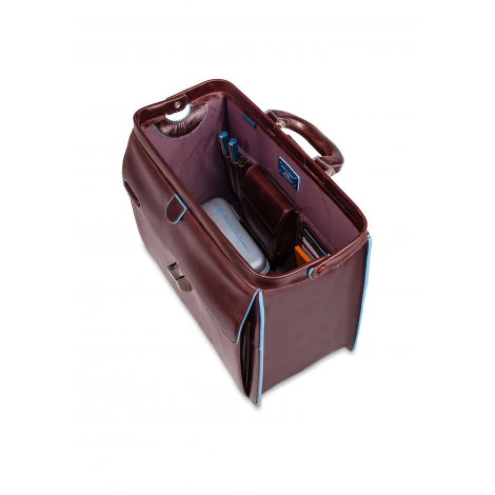 Piquadro Blauw Vierkant Leren Dokterstas Brown Unisex