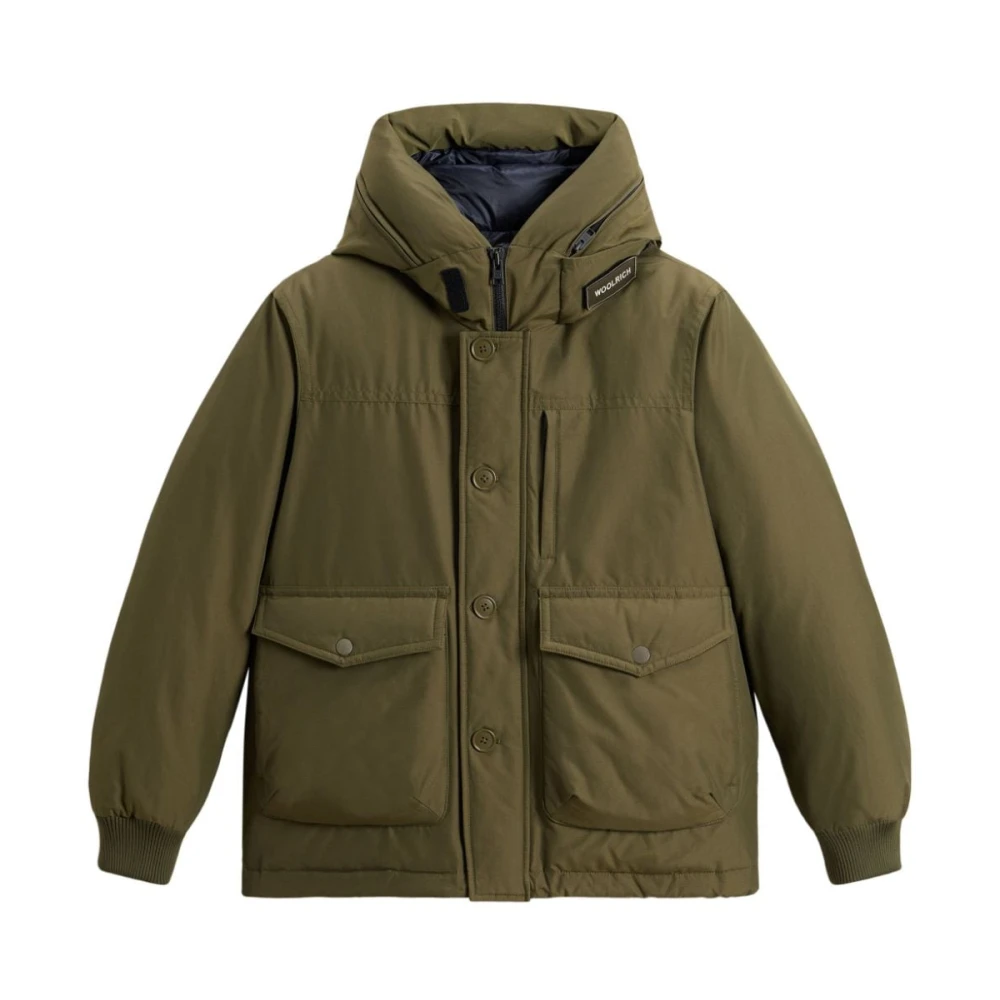 Woolrich Groene Gewatteerde Jas met Logopatch Green Heren