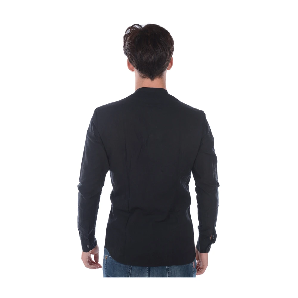 Daniele Alessandrini Slim Fit Koreaans Overhemd Black Heren