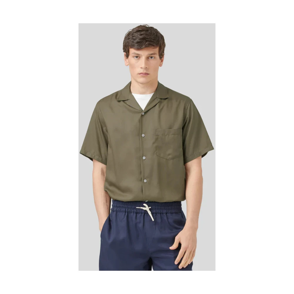 Portuguese Flannel Short Sleeve Shirts Green Heren