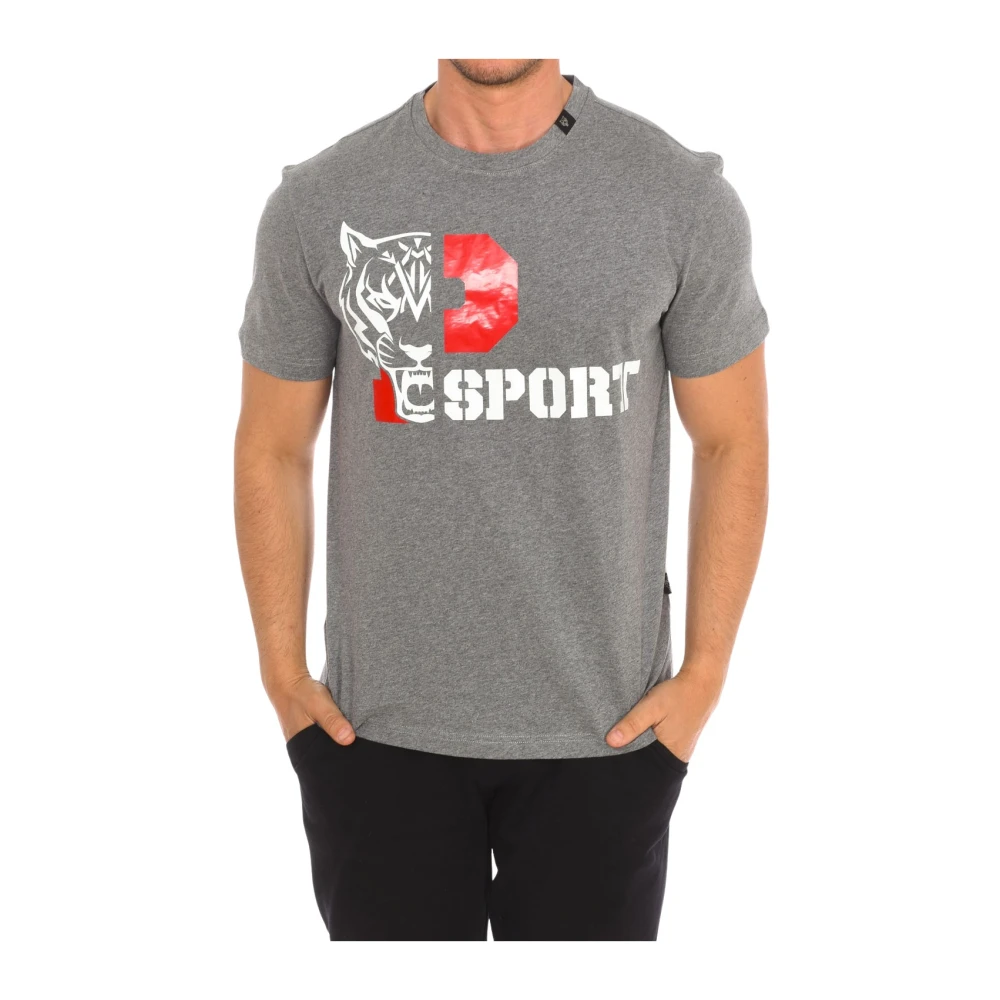 Plein Sport Men's Gray Short Sleeve T-Shirt With Brand Print - Training T-Shirts & Tops - M - Sport