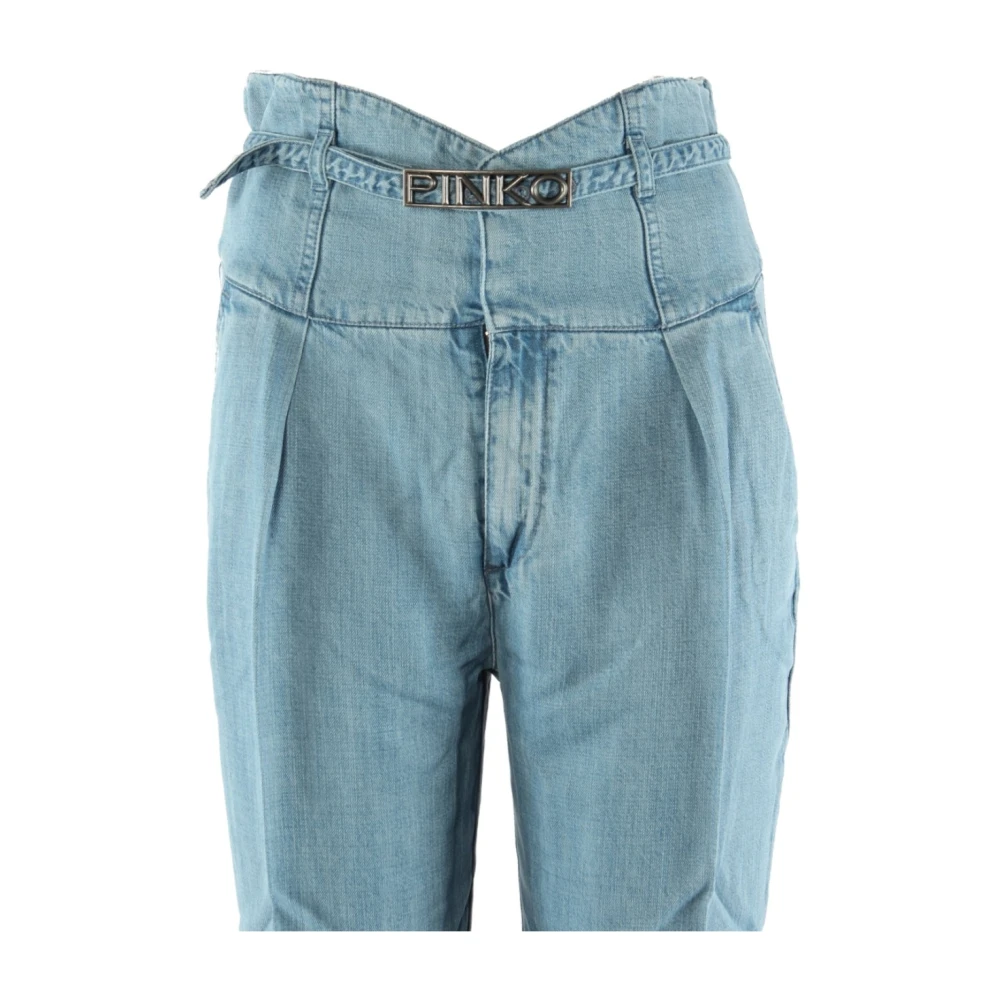 pinko Blauwe Ceintuur Lyocell Broek Blue Dames