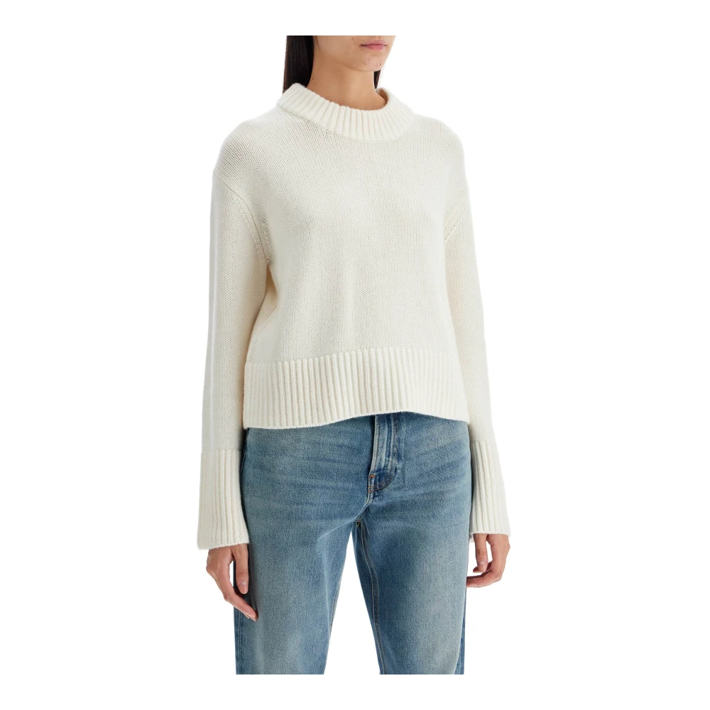 Lisa Yang Kasjmier Pullover Trui met Fisherman-afwerking White Dames