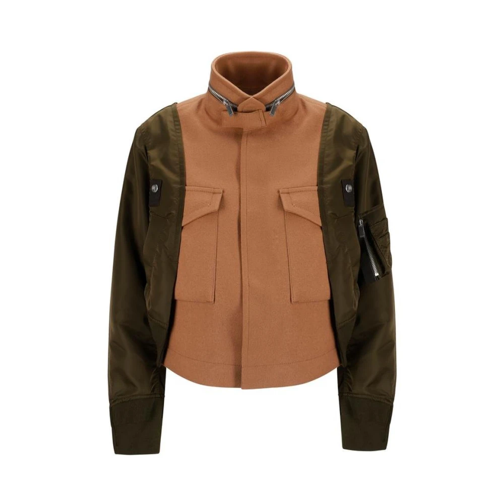 Sacai Geknipte Wollen Bomberjack Multicolor Dames