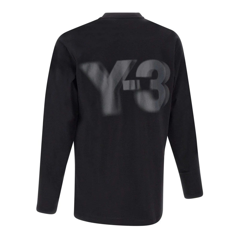 Y-3 Zwarte Katoenen Sweater met Logo Print Black Heren